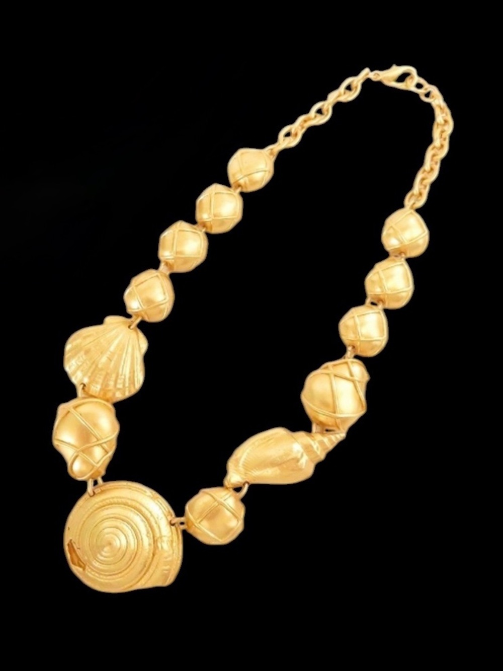 Kenzo Vintage Gold Plated Shell Statement Necklace